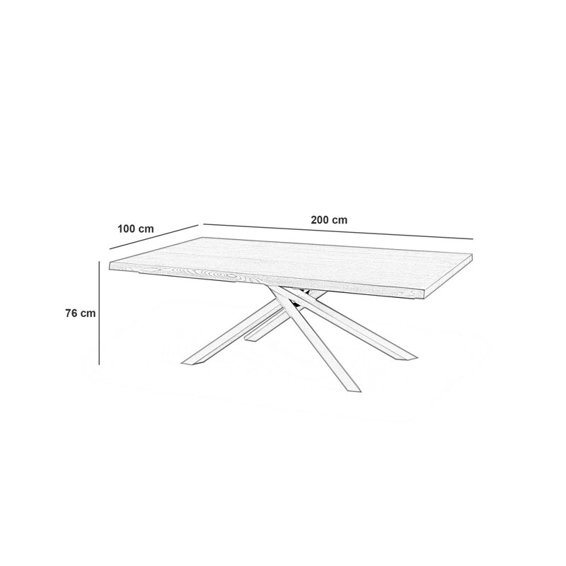 Bozhanka Oak Solid Wood Top Metal Base Dining Table, 78"H x 200"L x 100"W