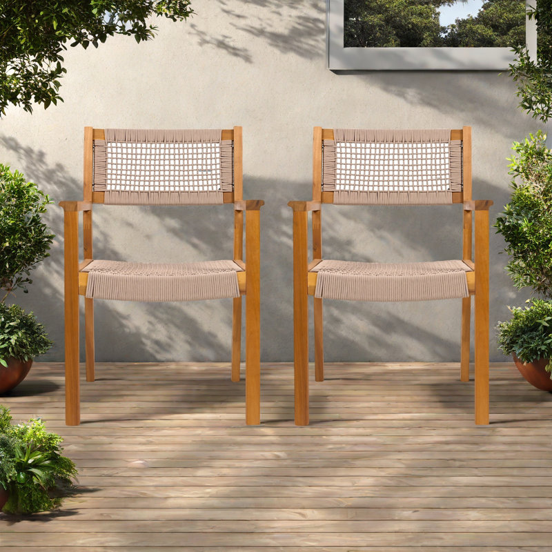 BRAIDED DINING CHAIR(SET OF 2), Light Brown, Natural