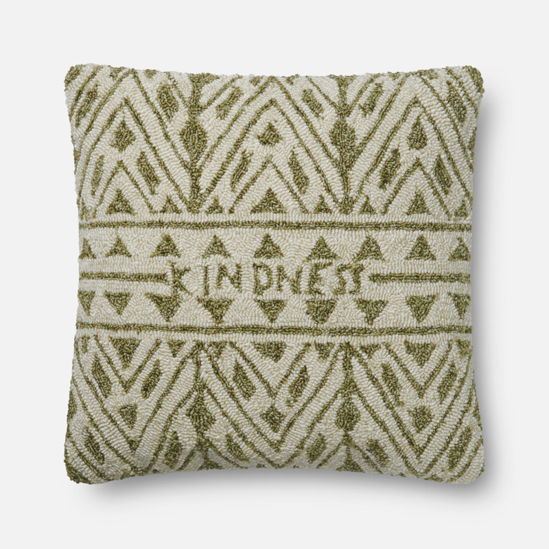 Coussin géométrique, Duvet / Plumes, Vert / ivoire