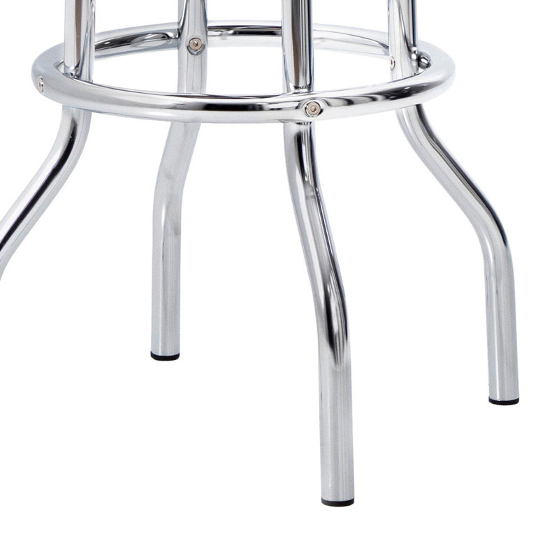 Upholstered Metal Swivel Bar Stool White (Set of 2)