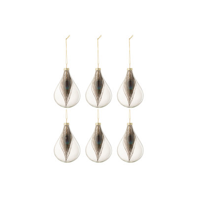 Christmas Drop Peacock Feather Glass Transparent Small Bauble