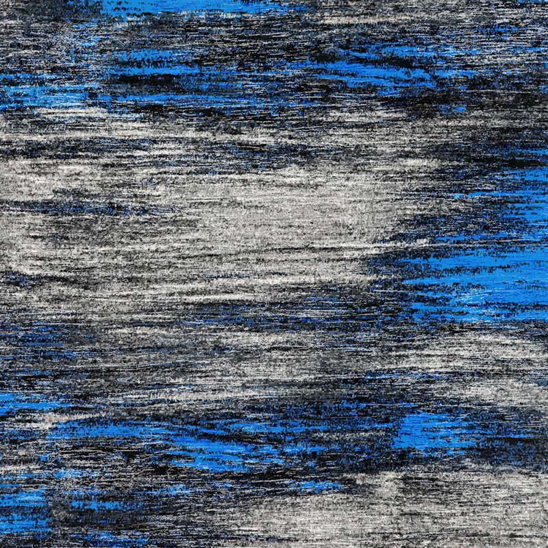 Tapis bleu / gris / noir en polyester à motif abstrait tissé à la machine 2 pi 7 po x 4 pi 11 po Cadagan