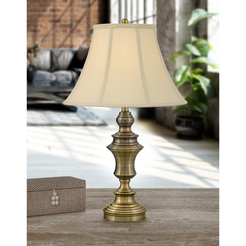 Vigore -  28" Satin Brass Touch Switch Table Lamp with USB Ports