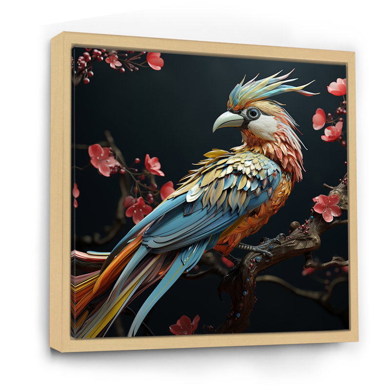 «Bird Expressionist Freedom I» sur toile, H 16 po x l 16 po x P 1 po, Cadre naturel flottant