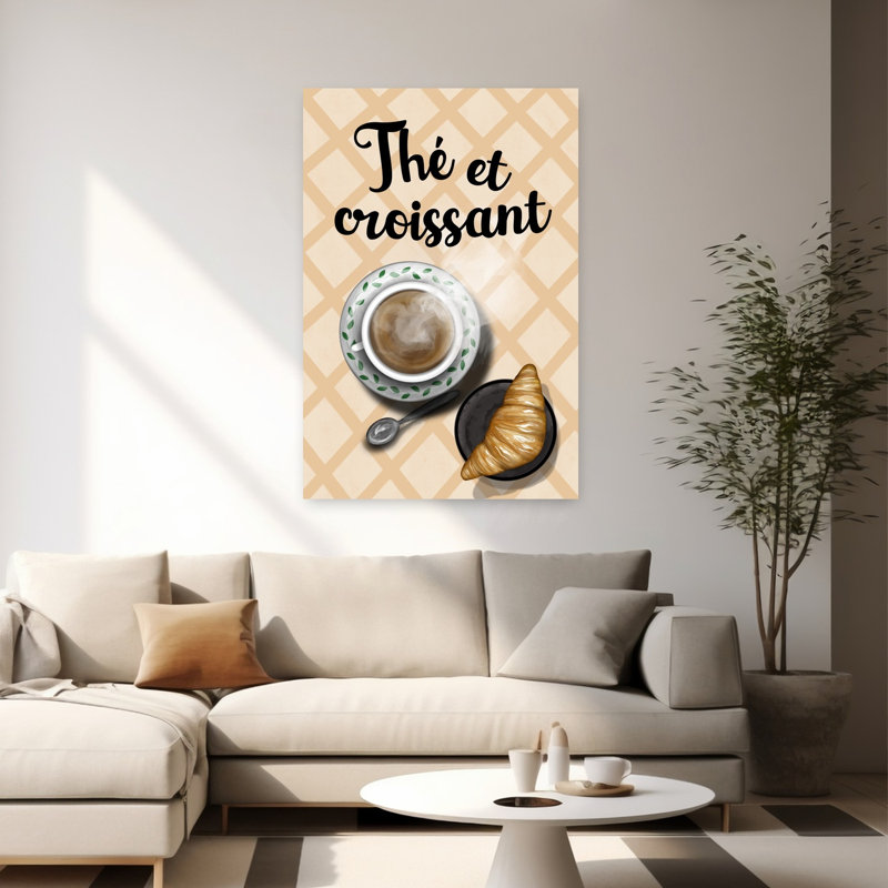 «French Tea Croissant», art mural, H 60 po x l 40 po