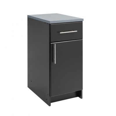 Watse 16” Wide White Storage Cabinet, Base Cabinet with 1 Drawer and 1 Adjustable Shelf for Garage, Cabinet, Kitchen, Home Office, 16”W x 36”H x 24”D, Black