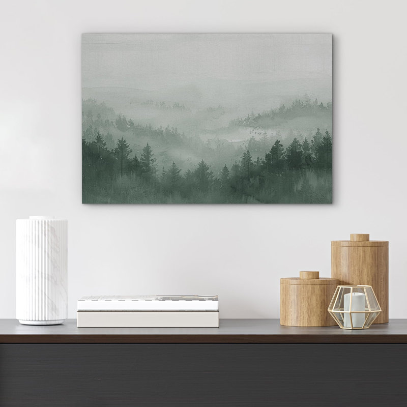 Paysage de forêt Woodland «Mystic Layers Emerald Forest Mist» sur, Toile tendue, H 32 po x l 48 po