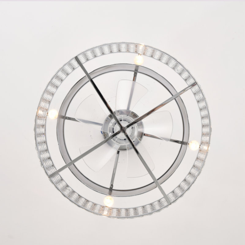 Zhanee 20.67'' Crystal Caged Ceiling Fan with Lights Remote Control, Reversible 3 Speeds