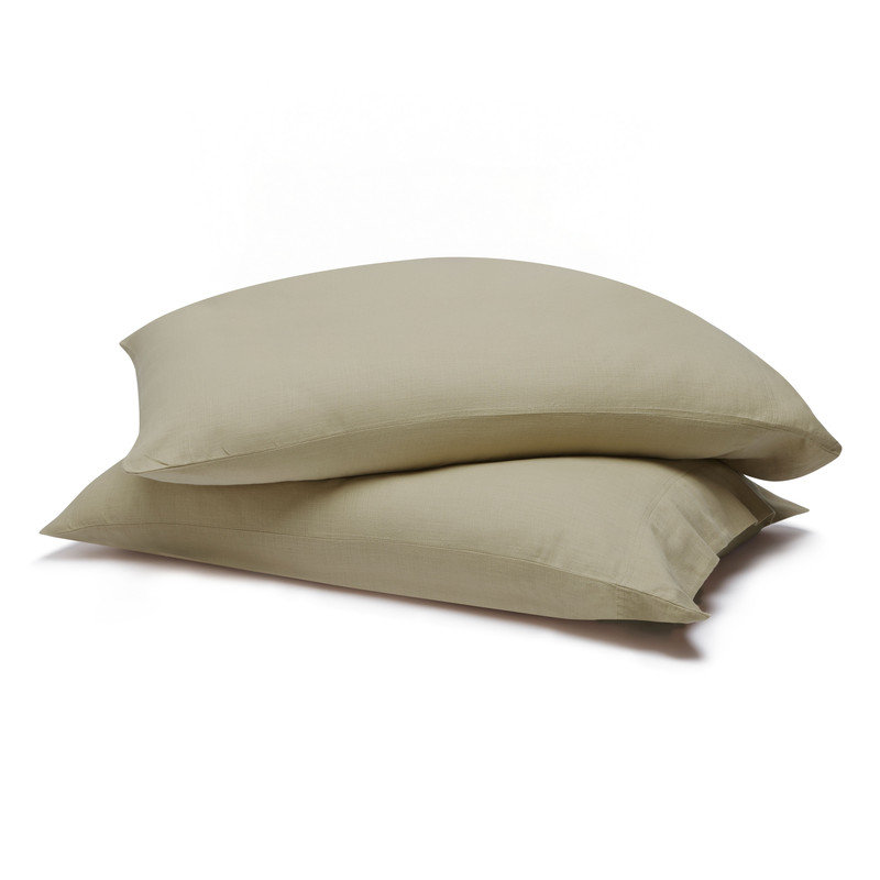 Ensemble de 2 taies d'oreiller en percale 100% coton Chloe, Beige, Standard