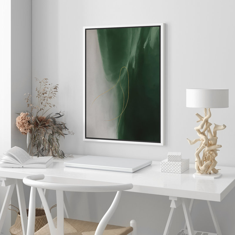 Reproduction d'art abstrait sur toile encadrée pour décoration intérieure moderne, H 36 po x l 24 po, Blanc