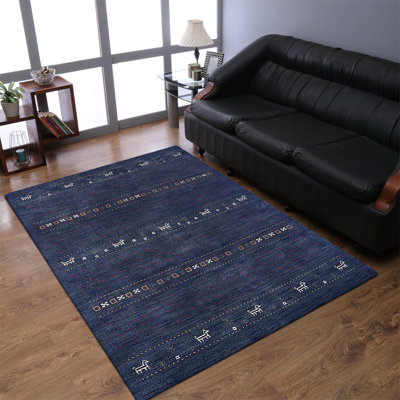 St Catherine Hand Knotted Loom Wool Eco-Friendly Area Rugs - Rectangle, Blue Color, Contemporary Modern Design, High Pile Thick Handmade Anti Skid Area Rugs for Living Room, Bed Room