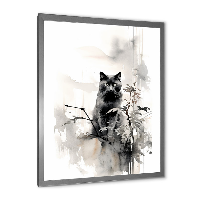 «Audusinda Asian Art Panther Sumi II», reproduction sur toile, H 32 po x l 24 po x P 1 po, Cadre photo argenté