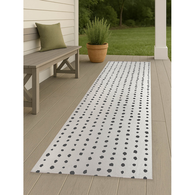 Dot Row Non-Slip Outdoor Rug, Runner 2'6" x 8'