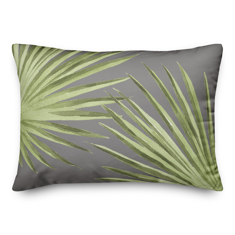  Housse et insert de coussin rectangulaire d'extérieur 20 feuilles de palmier, Gris