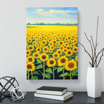 CAN-V0523-2789X Watercolour Sunflower Field Vol.3 1 Piece Wrapped Canvas Wall Art