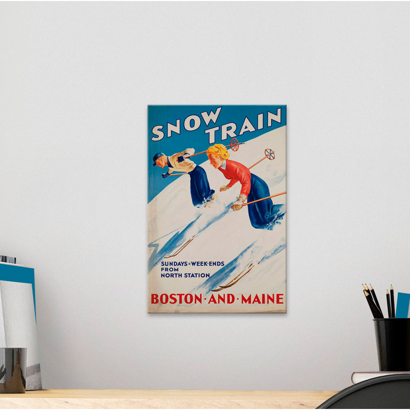 « snow training rétro », publicité sur toile tendue, H 18 po x l 12 po