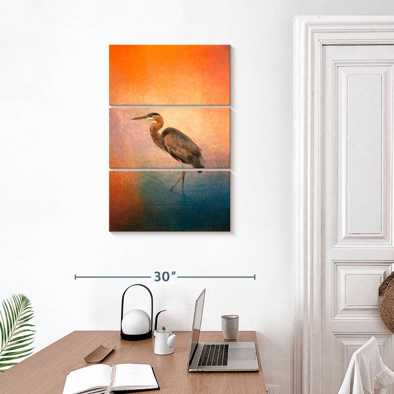 Brampt Sunset Heron, 32" H x 20" W