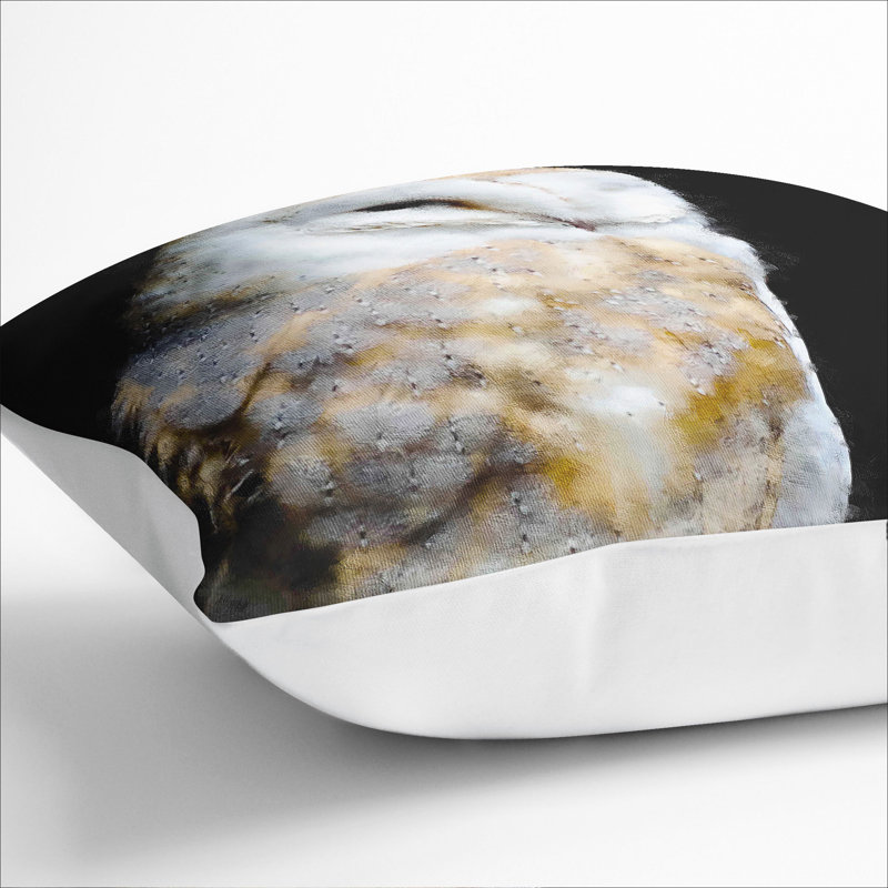 Barn Owl Vol.3 Painting Square Throw Cushion, 40cm W x 40cm D x 15cm D, White