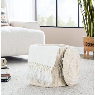 Rangement en coton beige de 18 pouces avec aspect texturé à poils longs, housse amovible, capacité de charge de 250 lb, utilisation à l'intérieur seulement 18 po pour l'apparence, la capacité