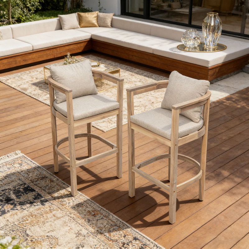 Ensemble de tabourets d'extérieur, Blanc clair
