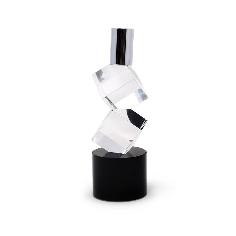 Bougeoir en cristal diagonal H 7,5 po, H 7,5 po x l 2,5 po x P 2,5 po