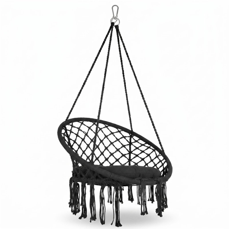 Balancelle stable et robuste, balancelle pour chambre à coucher, balançoire en macramé en filet de coton avec coussin épais