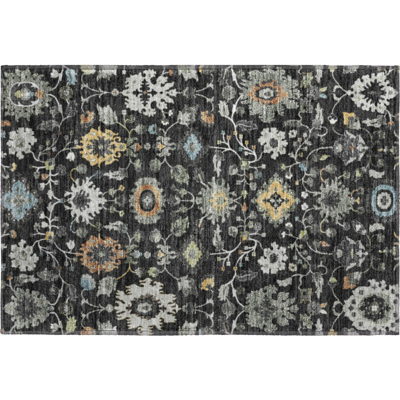 Tapis traditionnel lavable à la machine Premium Premium AMF2458, Black, 1'8" x 2'6"
