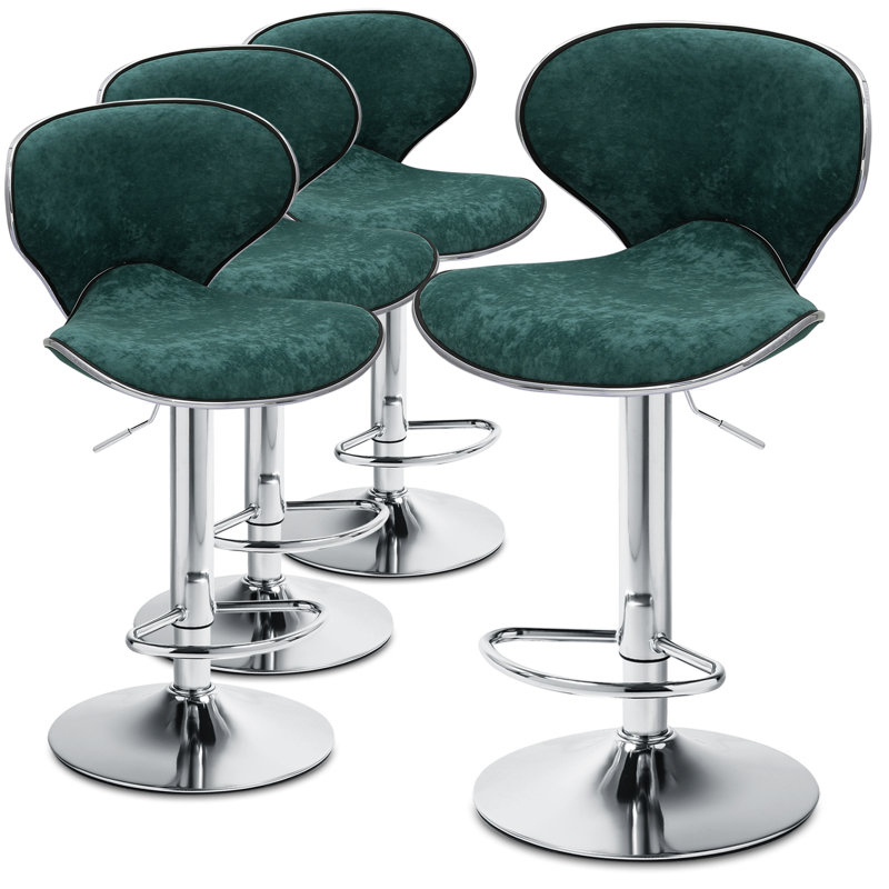 Brijet Upholstered Adjustable Height Counter Stool with Metal Frame, Green