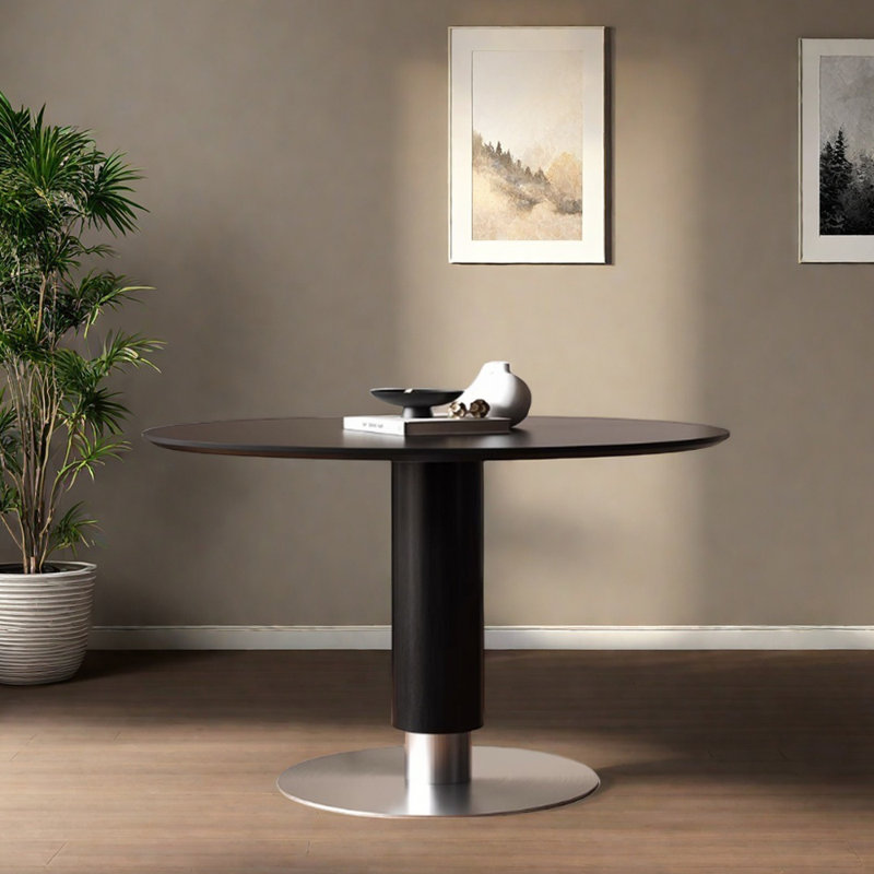 Table ronde décontractée Modern Slimal Rock, Noir, noir, noir, noir, H 29,52 po x L 47,24 po x l 47,24 po