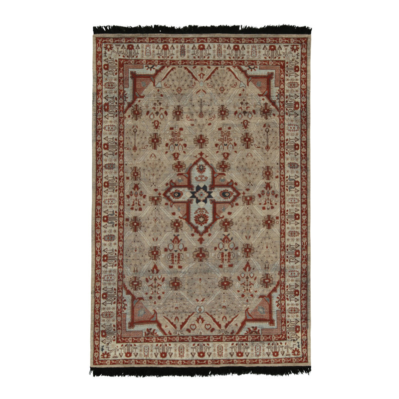 Burano Hand Knotted Wool Floral Area Rug, Rectangle 10' x 14'