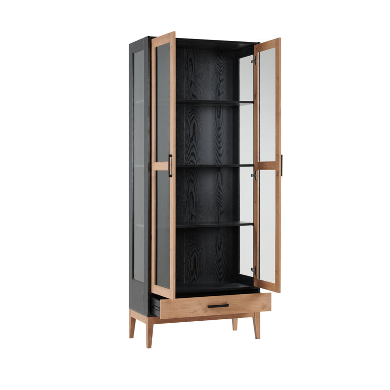 Armoire Amarillas avec portes en verre, Noir