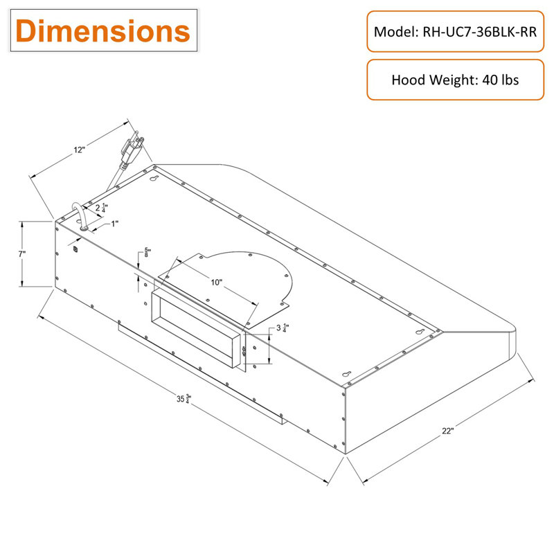 Awoco 36" Stainless Steel 900 CFM Ducted (Vented) Under Cabinet Range Hood with Baffle Filter