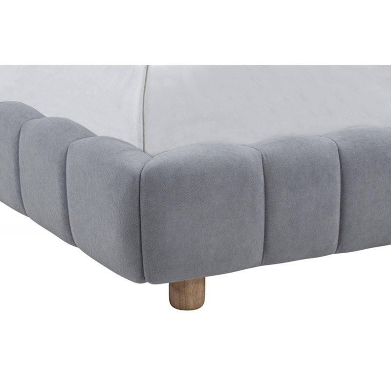 Lit tapissier en velours, Light Blue