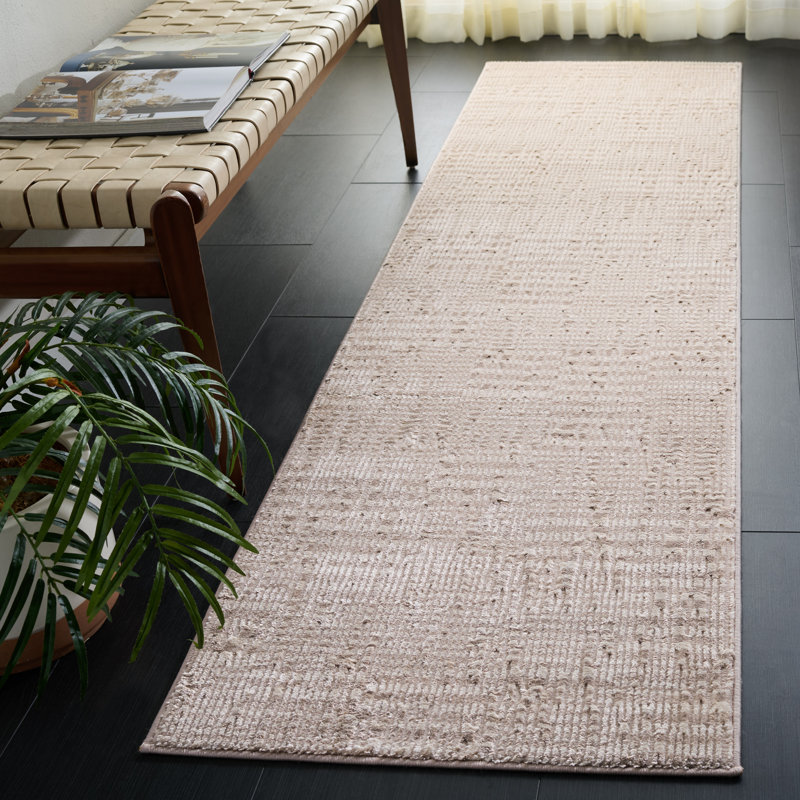 Tapis ivoire / polyester tissé à la machine, Tapis de couloir 2 pi 3 po x 8 pi