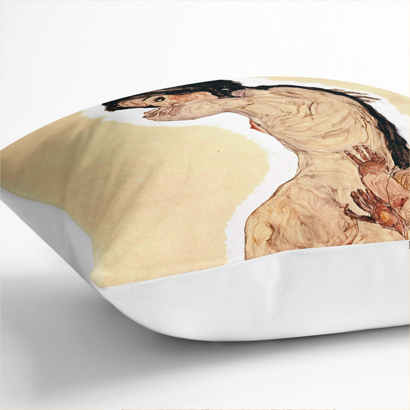 Nude Woman Square Throw Cushion, White, 40cm H x 40cm W x 15cm D