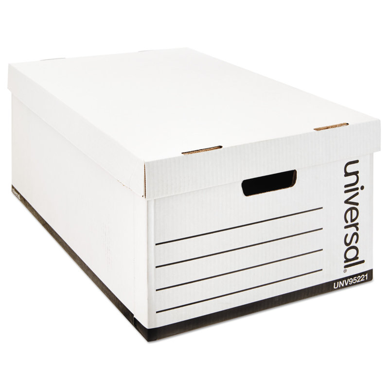 White Corrugated Fiberboard Legal File Storage Box with Lift-Off Lid