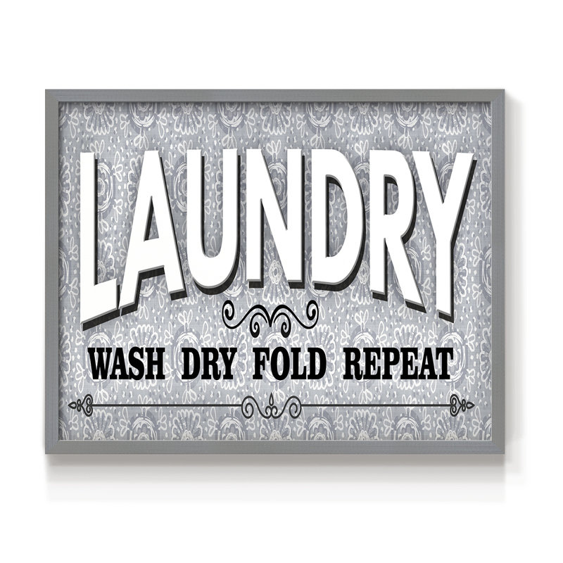 «Laundry Sign Wash», impression encadrée, Gris, H 22 po x l 28 po