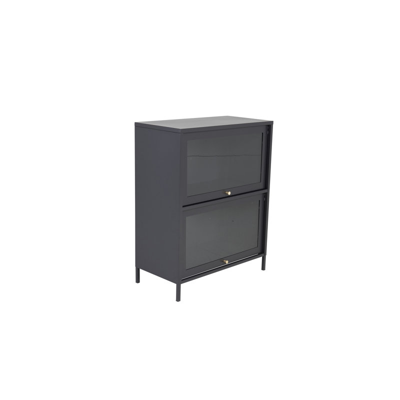 Isiah 80cm Wide Solid Wood File Cabinet, Black