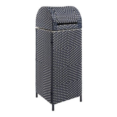 Darla All-Weather Wicker/Metal Swing Top Hideaway Outdoor Trash Can