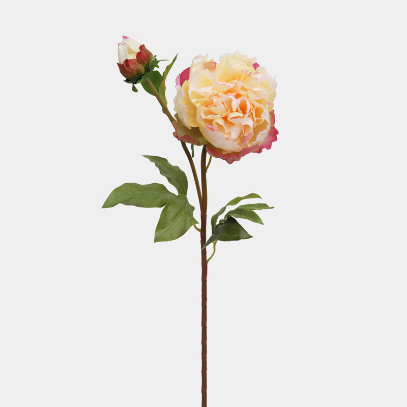 Peony Faux Floral, Yellow, 19.5" H x 5" W