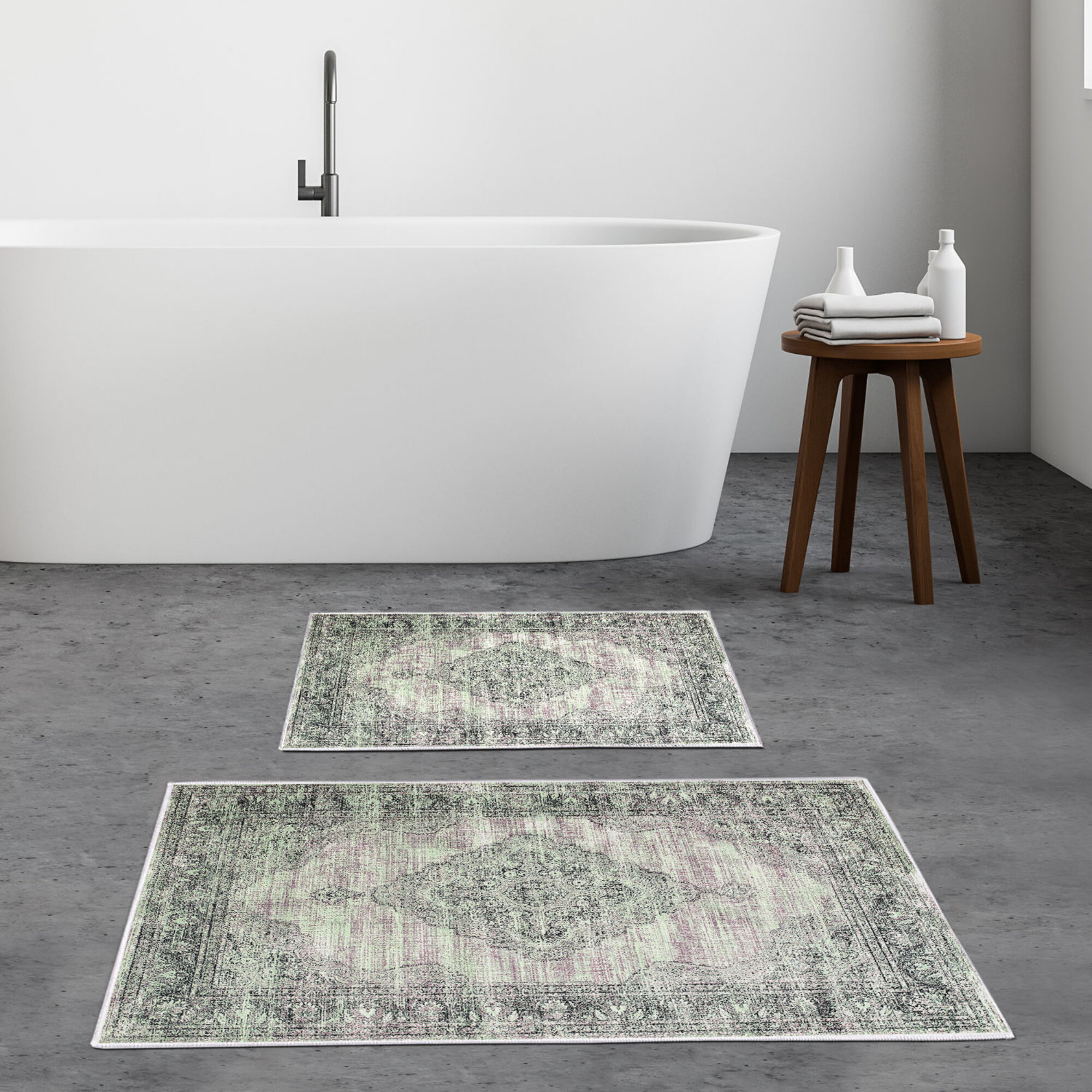 Bless international Floral 2 Piece Bath Rug Set