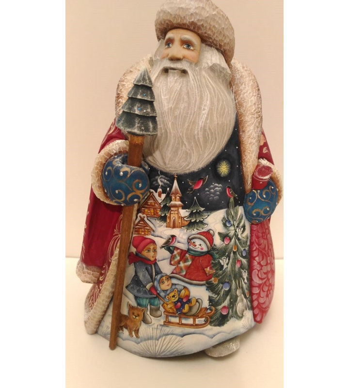 Masterpiece Wood Carved Snow Play Day Figurine