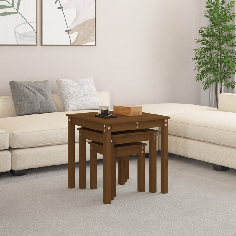 Bernards Solid Wood Nesting Tables, Brown