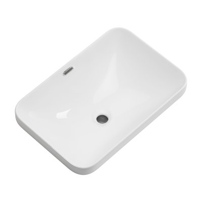 Ceramic Undermount Bathroom Sink 22.05" x 15.36" x 6.7" - White Porcelain Vessel Basin, Seamless Design for Vanity Countertop