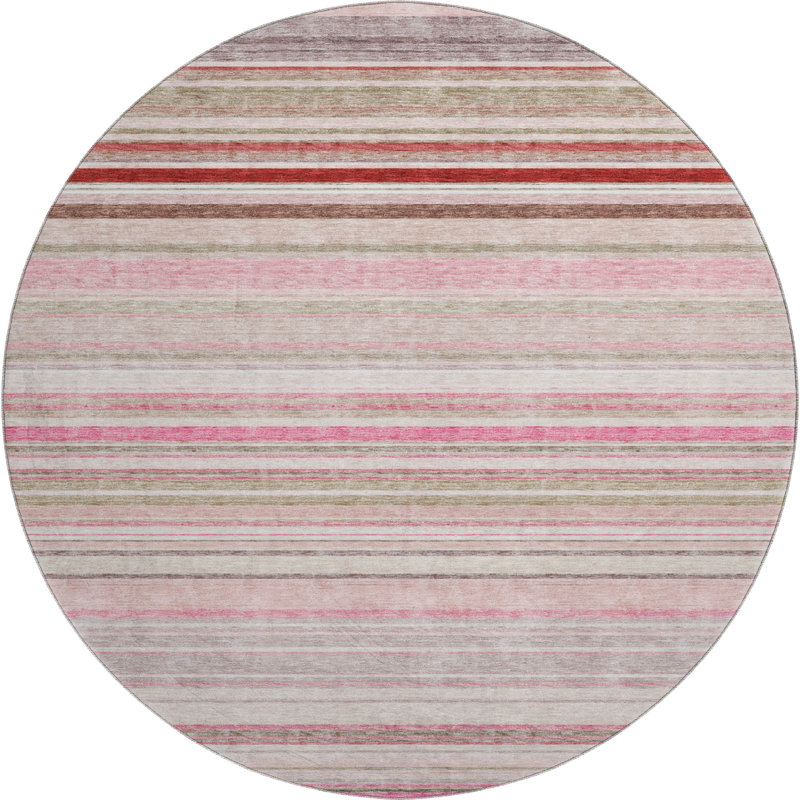 Premium Machine Washable Prisco Pink Rug, Round 8'