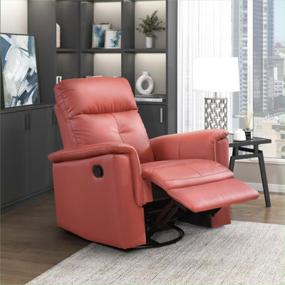 Fauteuil inclinable et pivotant en cuir rouge