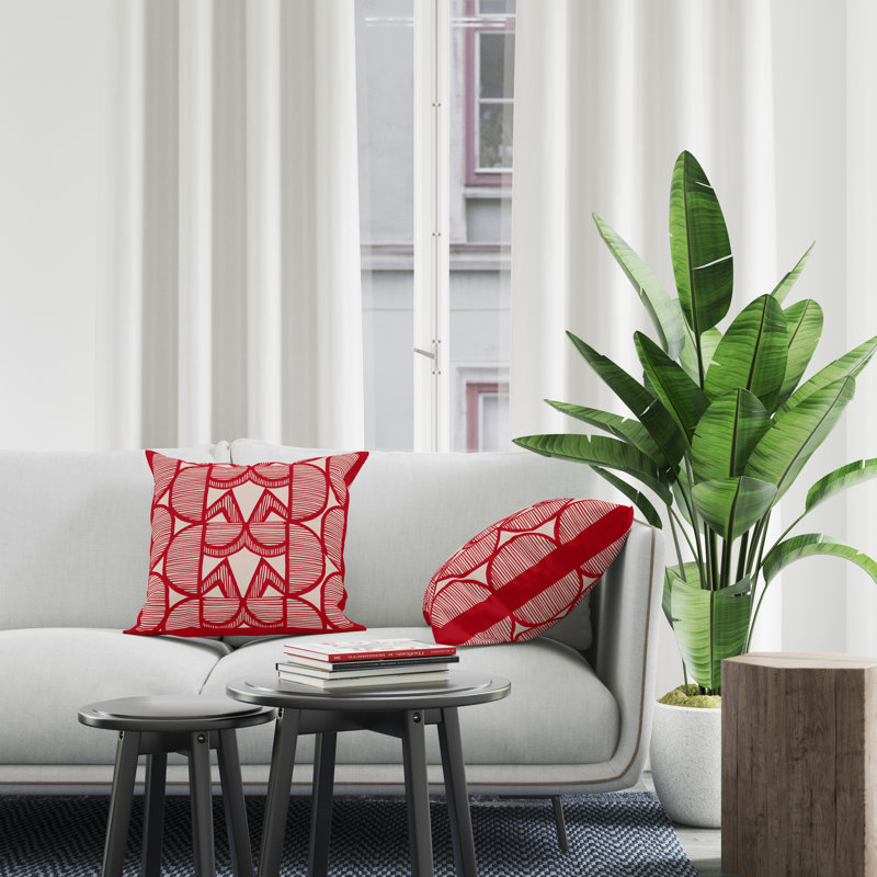 Jeté carré en polyester intérieur / extérieur, L 15 po x H 15 po, Rouge