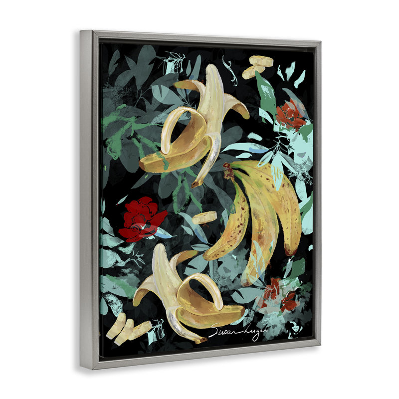 Cadre flottant Banana Medley Abstraction, design par Susan Lugar, Cadre flottant gris lustré, H 21 po x l 17 po