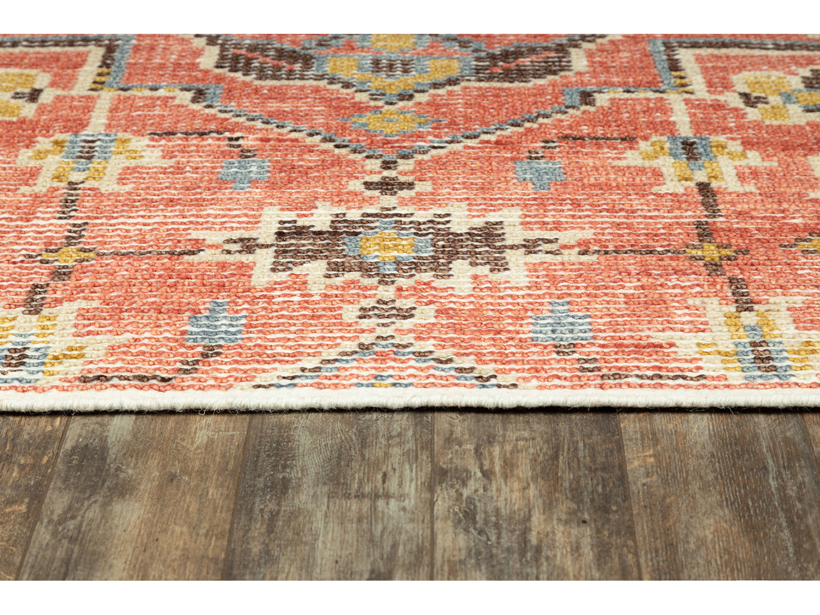 Reese Red Gold Hand-Knotted Cotton Floral Rug, Rectangle 2' x 3'