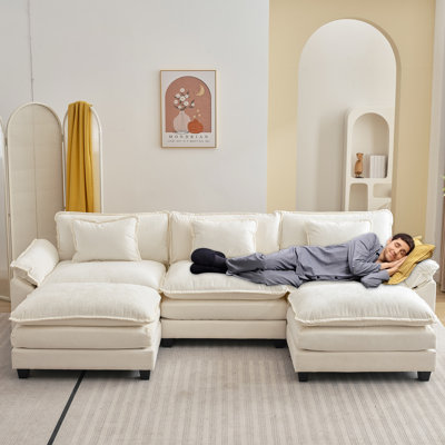 Praylow 120" W Modular U-Shaped Sectional Sofa with Two Ottomans